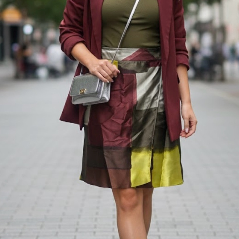 Calvin Klein Collection brown and Green Midi Skirt for Work
